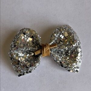 Sparkling Silver Glitter Bow for Kids